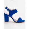 Krásné dámské modré sandály se zapínáním na přezku a podpatku