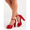 Dámské červené semišové sandály na vysokém módním podpatku