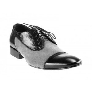 Pánské kožené společenské boty černo-šedé