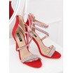 Společenské dámské červené štrasové sandálky se zipem