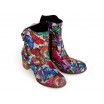 Stylové dámské kožené boty na podpatku s mozaikovým vzorem motýlů