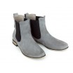 Moderní dámské kožené kotníkové boty v šedé barvě s boční gumou