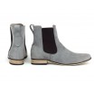 Moderní dámské kožené kotníkové boty v šedé barvě s boční gumou