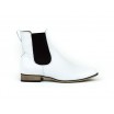Stylové dámské bílé kožené boty nasouvací s boční gumou