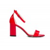   Společenské dámské kožené lakované červené sandály na podpatku