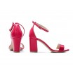 Cyklámenová růžové dámské letní kožené sandály s páskem