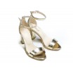 Luxusní dámské kožené sandály ve zlaté barvě a vysokém podpatku