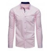 Stylová pánská košile v růžové barvě s dlouhým rukávem a potiskem