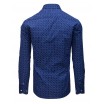 Elegantní pánská modrá košile s potiskem a zapínáním na knoflíky 