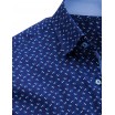 Elegantní pánská modrá košile s potiskem a zapínáním na knoflíky 