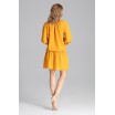 Krásné jarní mini šaty volného střihu ve žluté barvě a s ozdobnou šňůrkou