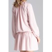Romantické dámské šaty růžové nad kolena se zdrhovací gumou v pase