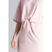 Elegantní dámské růžové midi šaty s elastickým pasem a trendy vázáním