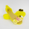 Krásné letní gumové balerínky s kytičkami ve výrazné žluté barvě