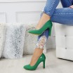 Krásné dámské semišové lodičky v zelené barvě na vysokém podpatku