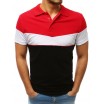 Červené pánské tričko s límečkem v módní kombinaci dvou barev