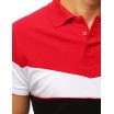 Červené pánské tričko s límečkem v módní kombinaci dvou barev