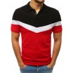 Černé pánské tričko s límečkem v módní kombinaci dvou barev
