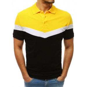 Originální pánské žluté polo tričko v kombinaci dvou barev