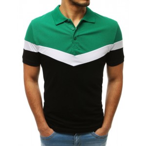 Moderní pánské polo tričko zelené se zapínáním na knoflíky