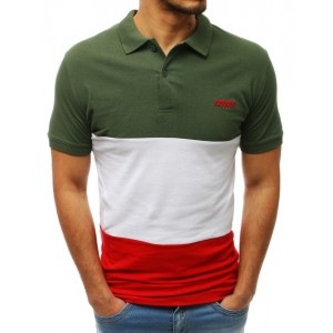 Pánské zelené polo tričko kombinované s dvěma barvami