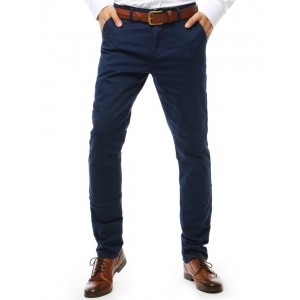 Společenské pánské slim kalhoty v modré barvě se zapínáním na zip