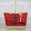 Letní dámská plážová červená taška na pláž s potiskem kotvy