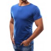 Jednobarevné pánské modré tričko s kulatým výstřihem