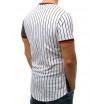 Zajímavé bílé pánské tričko s designovými zipy a vzorem pásků