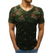 Moderní pánské zelené tričko s potiskem hvězd a designovými zipy