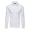 Společenská jednobarevná bílá slim fit košile