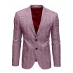 Trendy kostkované pánské sako k riflím v bordó barvě