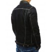 Originální pánská černé jeansové bunda s bílým prošíváním