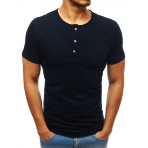 Pánské bavlněné tričko tmavě modré barvy s knoflíky
