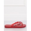 Dámské letní pantofle v červené barvě s kamínky