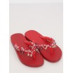 Dámské letní pantofle v červené barvě s kamínky