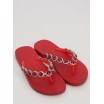 Červené oblázkové pantofle na léto pro dámy