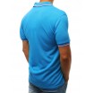Tyrkysově modré pánské tričko s límečkem a barevným ozdobným lemem