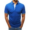 Pánské triko v modré barvě s límcem a na knoflíky