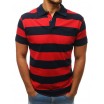 Stylové červeno modré proužkované tričko s krátkým rukávem a límečkem