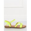 Moderní neonově žluté páskové dámské sandály na nízké podrážce