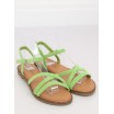 Zářivě zelené dámské páskové sandály na nízké podrážce