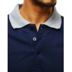 Tmavě modré pánské polo tričko s krátkým rukávem a šedým límcem