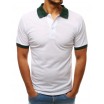 Jednobarevné bílé polo tričko s kontrastním zeleným límcem