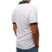 Jednobarevné bílé polo tričko s kontrastním zeleným límcem