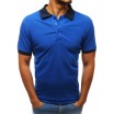 Pánské azurově modré polo tričko s tmavě modrým límcem