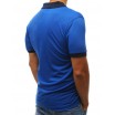 Pánské azurově modré polo tričko s tmavě modrým límcem