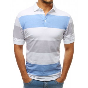 Stylové pánské proužkované polo tričko bílo modré
