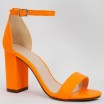 Letní dámské sandály v neonově oranžové barvě na plném podpatku