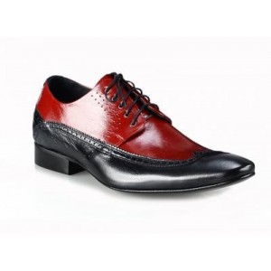 Pánské kožené společenské boty černo-červené